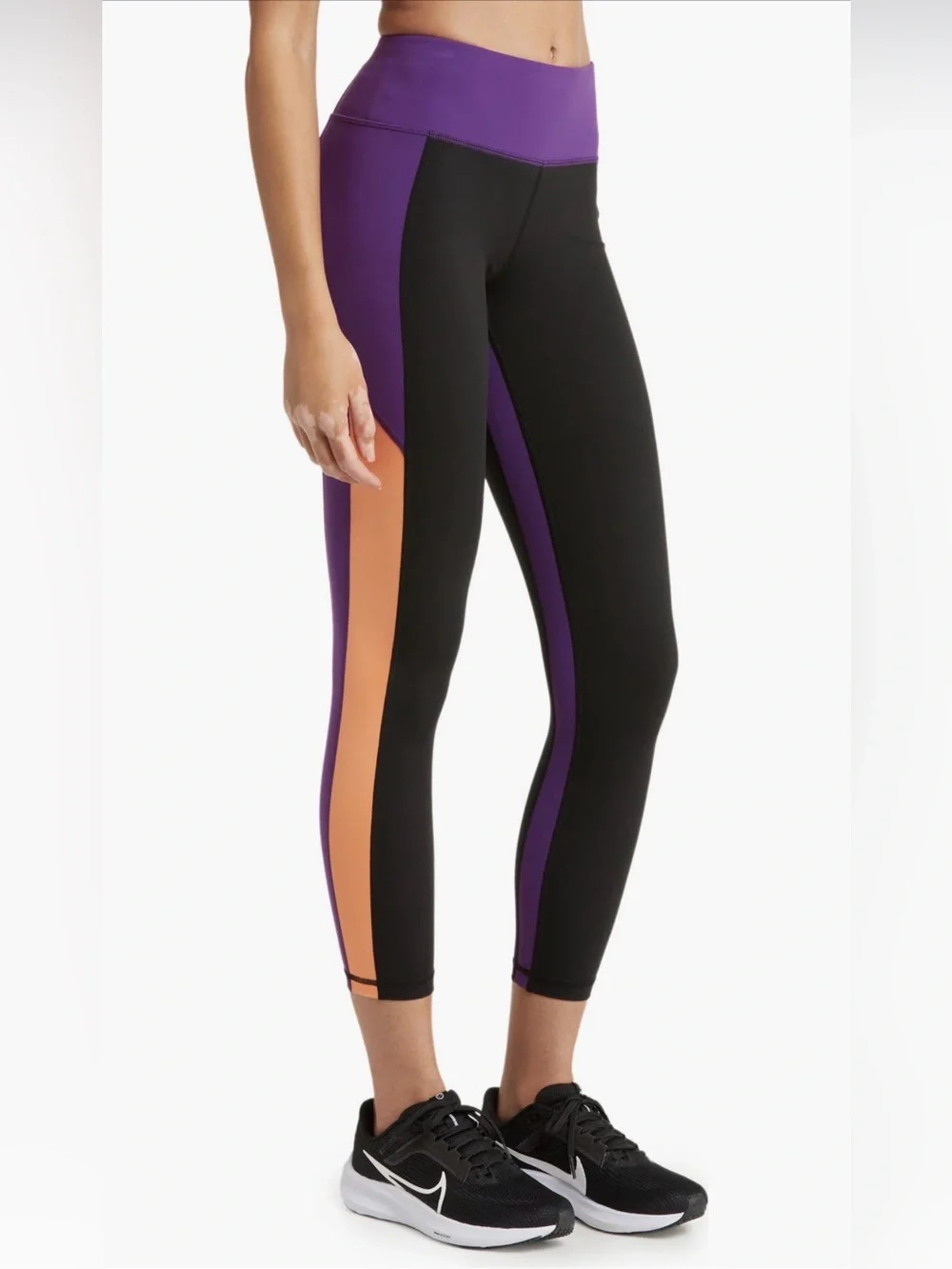 Sweaty Betty Power Colorblock 7/8 Workout Leggings Black Purple Orange Size 8